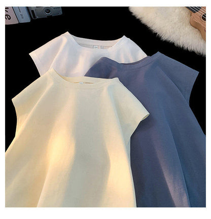 Men's Solid Color Loose Fit Tank Top, Casual Sleeveless Crew Neck Tee, Lightweight Big Size Vest for Summer