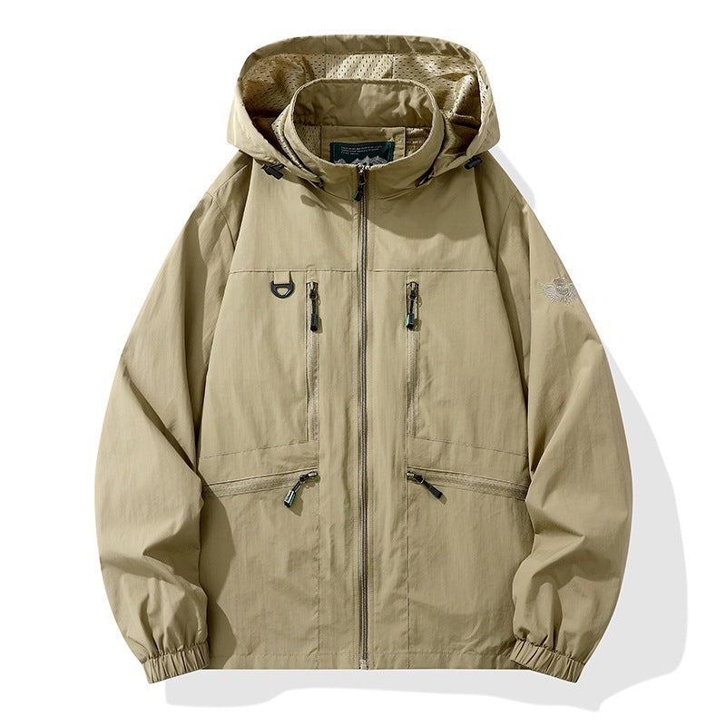 Men's Hooded Cargo Windbreaker – Windproof, Waterproof, Casual Outdoor Jacket