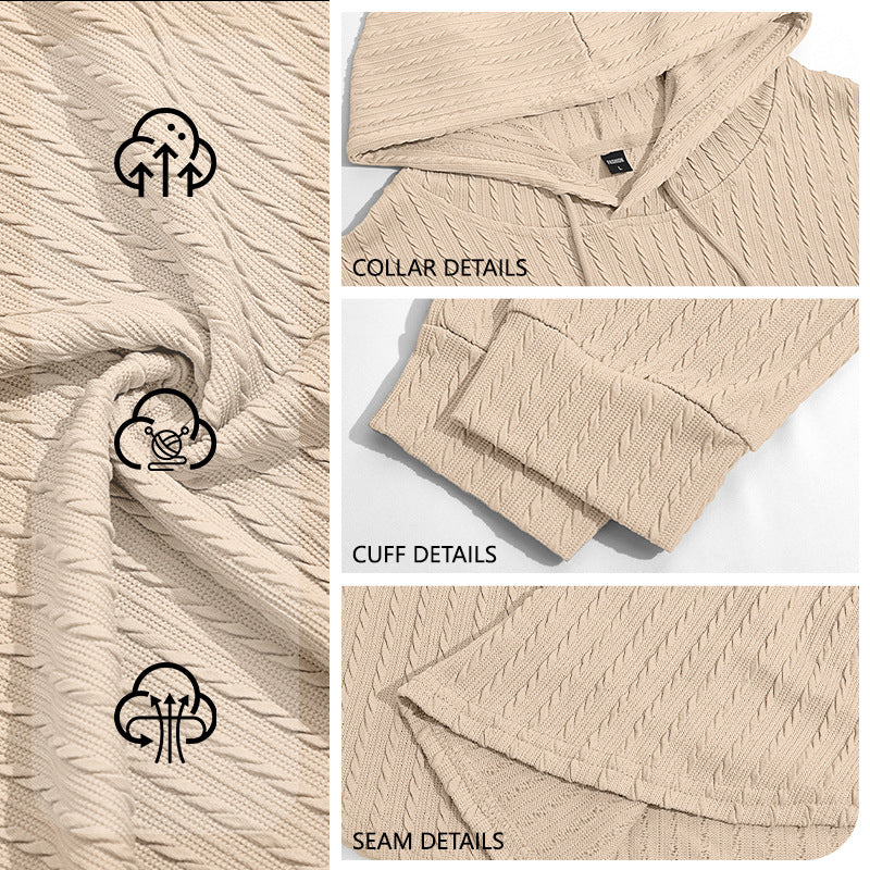 Men's Textured Hooded Polo - Quick-Dry Loose Knit Top