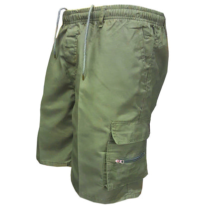 Men’s Casual Utility Cargo Shorts - Breathable Elastic Drawstring Shorts for Daily & Sports
