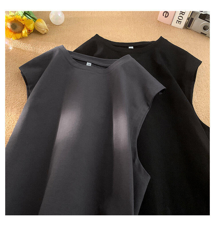 Men's Solid Color Loose Fit Tank Top, Casual Sleeveless Crew Neck Tee, Lightweight Big Size Vest for Summer