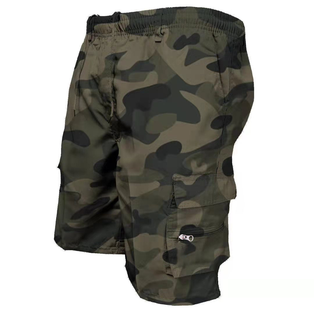 Men’s Casual Utility Cargo Shorts - Breathable Elastic Drawstring Shorts for Daily & Sports