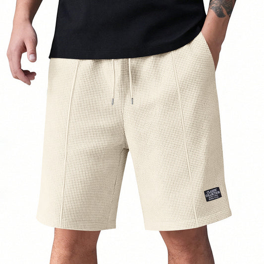 Men's Waffle Knit Casual Drawstring Shorts