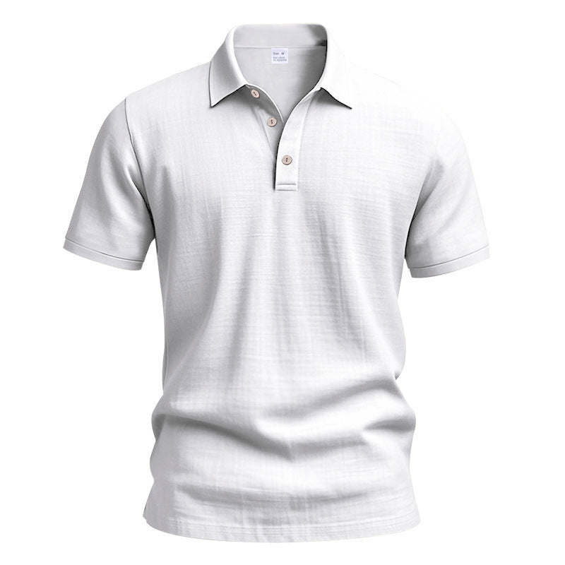Men's Linen Short Sleeve Polo Shirt - Breathable Relaxed Fit for Summer Casual & Commute