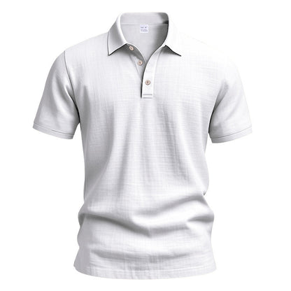 Men's Linen Short Sleeve Polo Shirt - Breathable Relaxed Fit for Summer Casual & Commute