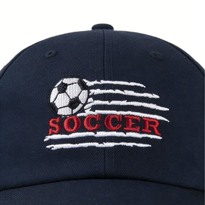 Embroidered Soccer Baseball Cap, Classic Adjustable Football Dad Hat for Sports Fans