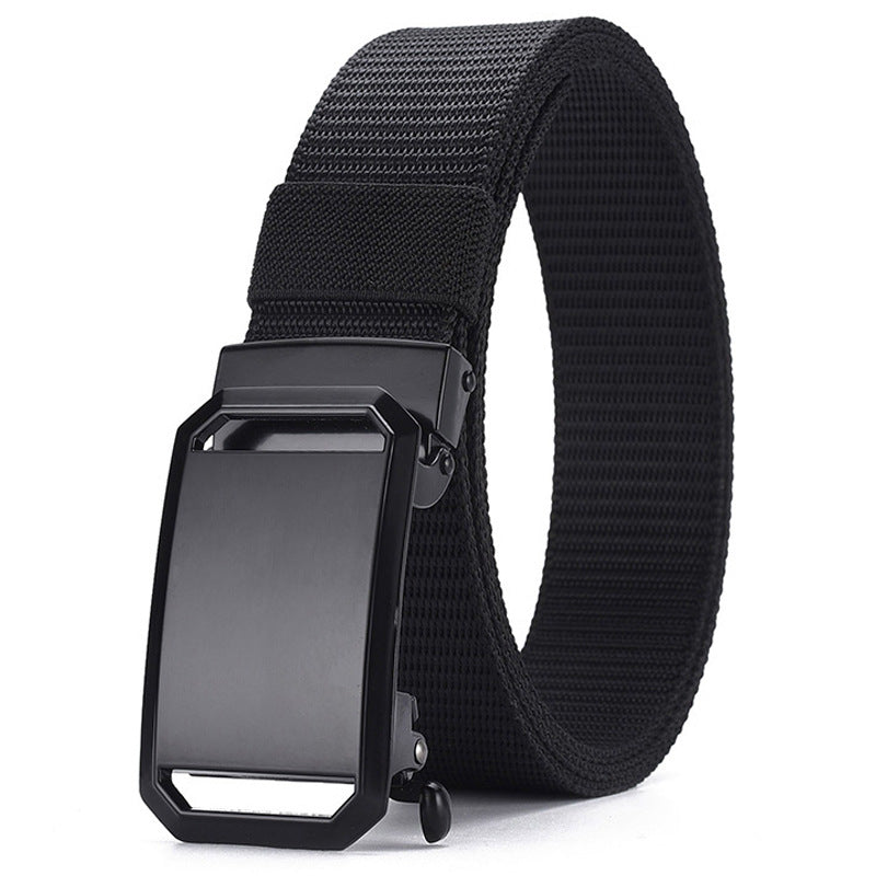 Men's Nylon Tactical Belt with Automatic Ratchet Buckle - 120cm(47.2") Length, Heavy-Duty Canvas Belt for Work & Outdoor Hiking