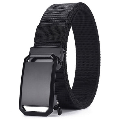 Men's Nylon Tactical Belt with Automatic Ratchet Buckle - 120cm(47.2") Length, Heavy-Duty Canvas Belt for Work & Outdoor Hiking