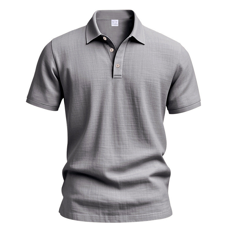 Men's Linen Short Sleeve Polo Shirt - Breathable Relaxed Fit for Summer Casual & Commute