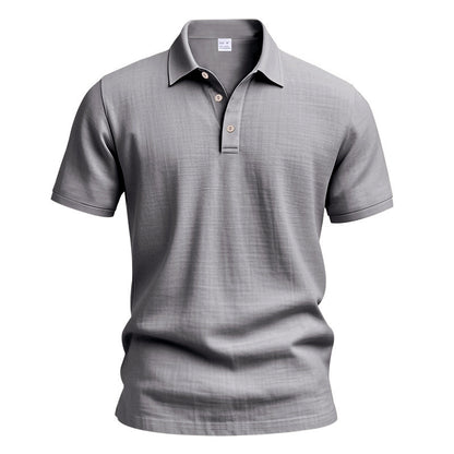 Men's Linen Short Sleeve Polo Shirt - Breathable Relaxed Fit for Summer Casual & Commute