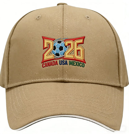 2026 World Cup Embroidered Baseball Cap, Canada USA Mexico Soccer Dad Hat