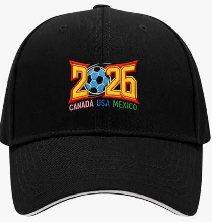 2026 World Cup Embroidered Baseball Cap, Canada USA Mexico Soccer Dad Hat