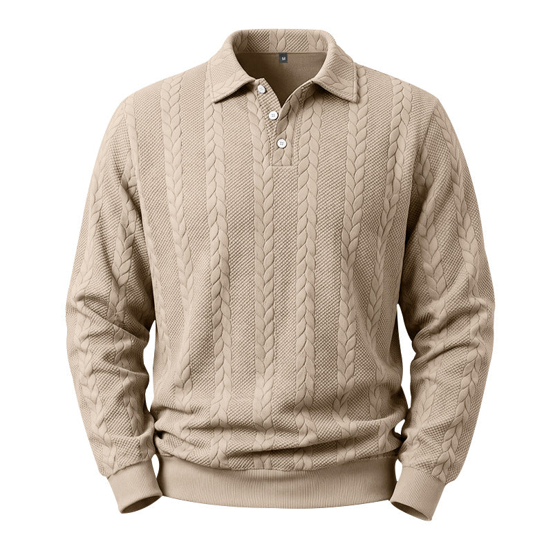 Men's Textured Knit Polo Sweater