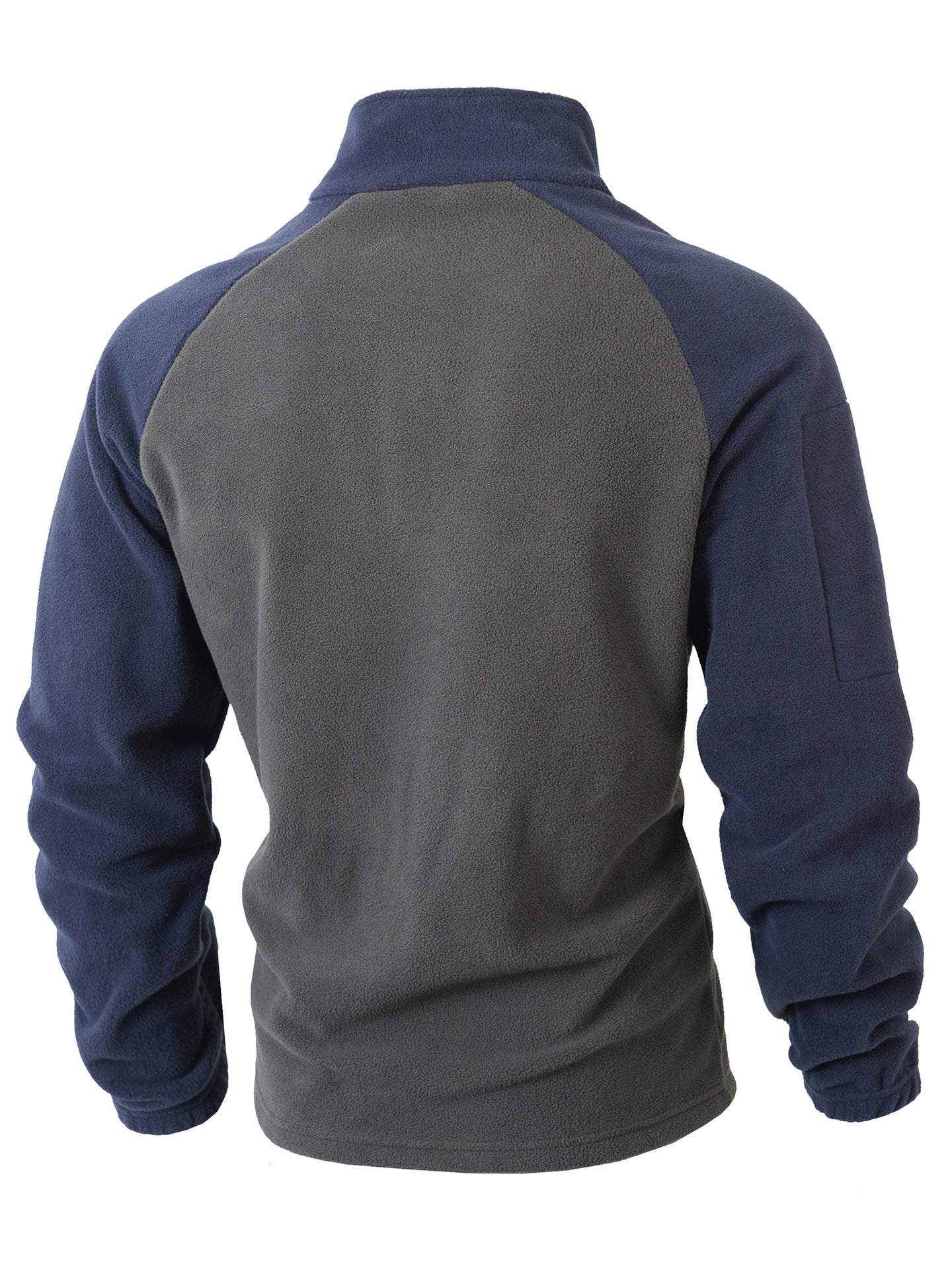 Men's Tactical Quarter-Zip Fleece Pullover - Color Block Stand Collar Sweatshirt for Outdoor & Casual