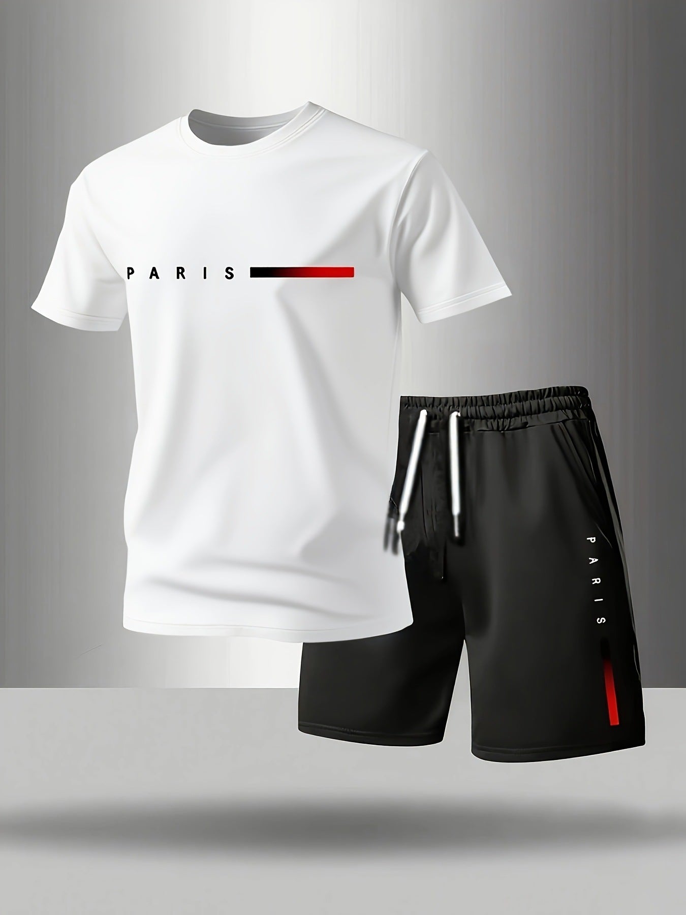 Men's Paris Print Short Sleeve & Shorts Set
