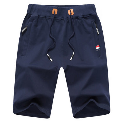 Men's Drawstring Casual Shorts with Zipper Pockets