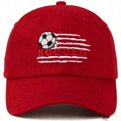 Embroidered Soccer Baseball Cap, Classic Adjustable Football Dad Hat for Sports Fans