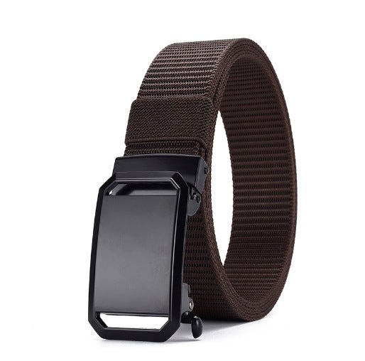 Men's Nylon Tactical Belt with Automatic Ratchet Buckle - 120cm(47.2") Length, Heavy-Duty Canvas Belt for Work & Outdoor Hiking