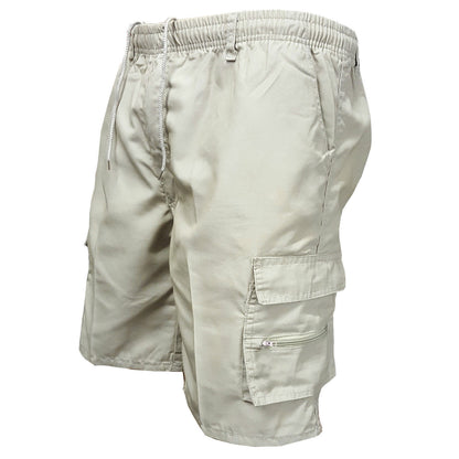 Men’s Casual Utility Cargo Shorts - Breathable Elastic Drawstring Shorts for Daily & Sports