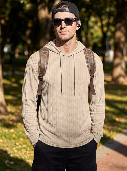 Men's Textured Hooded Polo - Quick-Dry Loose Knit Top