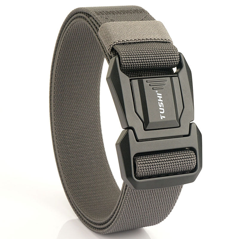 Men's Tactical Belt with Quick-Release Aluminum Buckle, 125cm(49.2")  Length Elastic Nylon Webbing Work & Everyday Belt