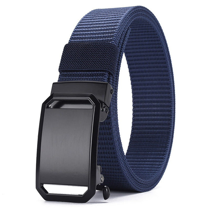 Men's Nylon Tactical Belt with Automatic Ratchet Buckle - 120cm(47.2") Length, Heavy-Duty Canvas Belt for Work & Outdoor Hiking