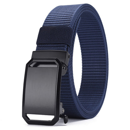 Men's Nylon Tactical Belt with Automatic Ratchet Buckle - 120cm(47.2") Length, Heavy-Duty Canvas Belt for Work & Outdoor Hiking