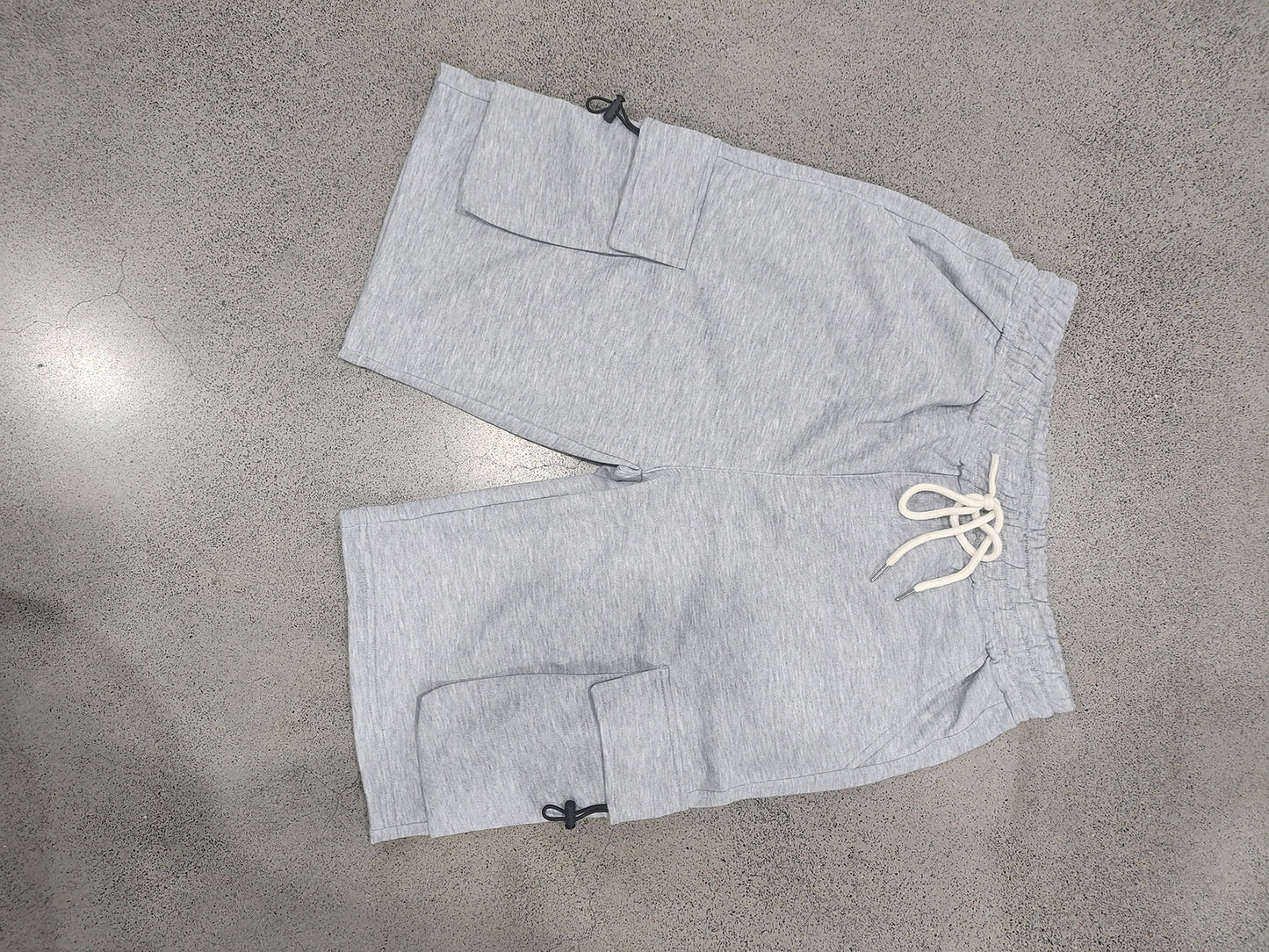Men's Heavyweight French Terry Cargo Shorts - Knit Drawstring Casual Sweat Shorts with Pockets
