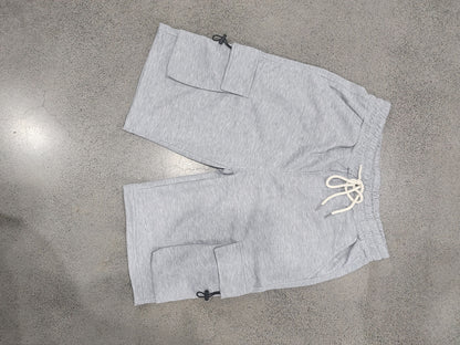 Men's Heavyweight French Terry Cargo Shorts - Knit Drawstring Casual Sweat Shorts with Pockets