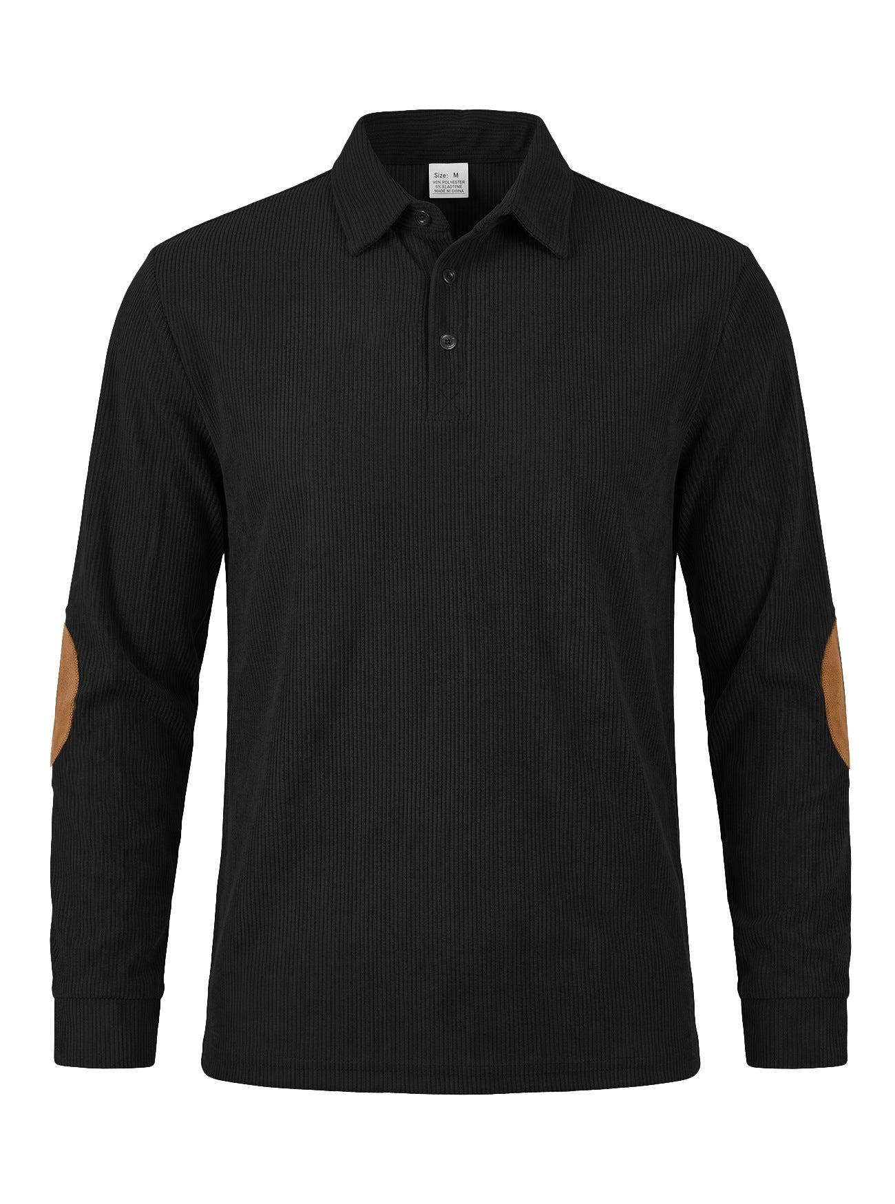 Men's Corduroy Quarter Placket Pullover – Leather Elbow Patches for Spring & Fall