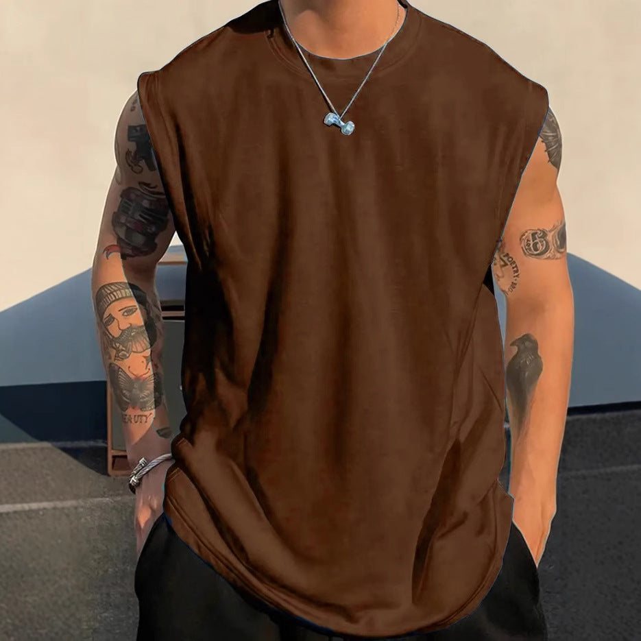 Men's Solid Color Loose Fit Tank Top, Casual Sleeveless Crew Neck Tee, Lightweight Big Size Vest for Summer