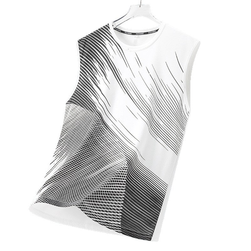 Men's Quick-Dry Breathable Athletic Sleeveless Shirts with Geometric Print