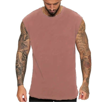 Men's Solid Color Loose Fit Tank Top, Casual Sleeveless Crew Neck Tee, Lightweight Big Size Vest for Summer