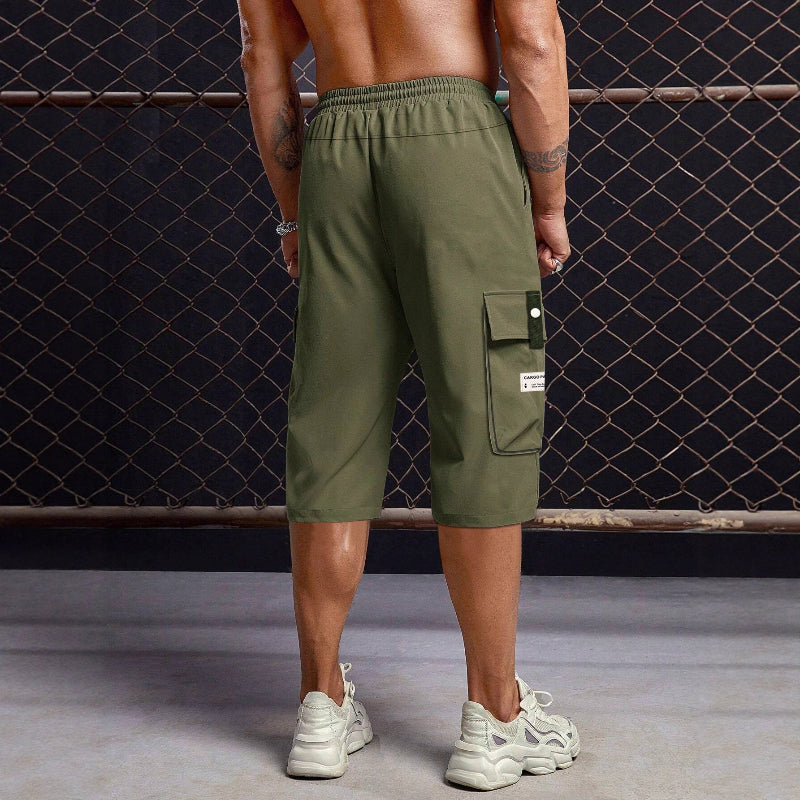 Men's Casual Drawstring Capri Cargo Pants