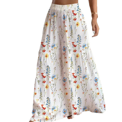 Women's 2026 New Floral High Waist Wide Leg Pants - Lightweight Flowy Boho Palazzo Trousers with Pockets for Casual Summer Wear