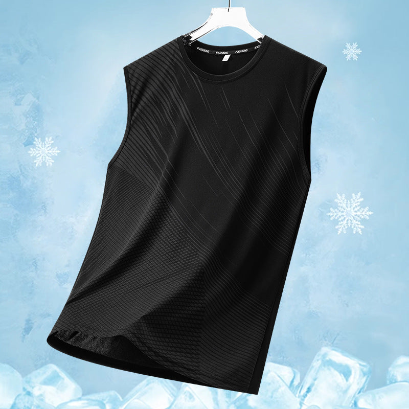 Men's Quick-Dry Breathable Athletic Sleeveless Shirts with Geometric Print