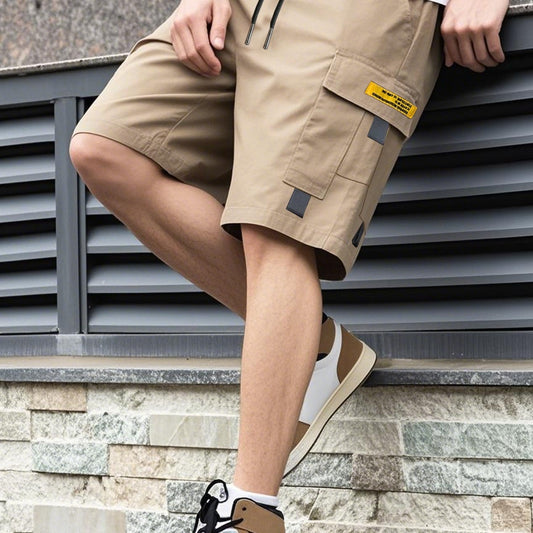Men's Casual Cargo Shorts, Elastic Waist Drawstring Multi-Pocket Summer Shorts