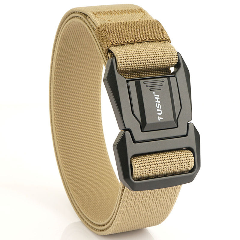 Men's Tactical Belt with Quick-Release Aluminum Buckle, 125cm(49.2")  Length Elastic Nylon Webbing Work & Everyday Belt