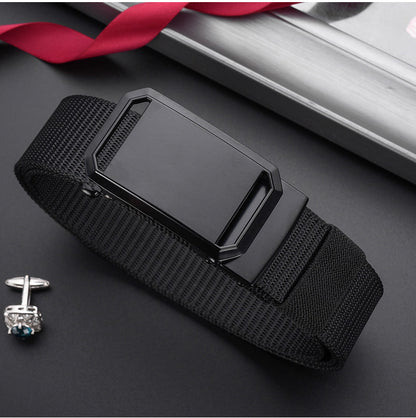 Men's Nylon Tactical Belt with Automatic Ratchet Buckle - 120cm(47.2") Length, Heavy-Duty Canvas Belt for Work & Outdoor Hiking