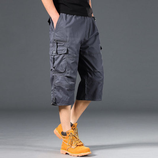 Men's Summer Lightweight Cotton Cargo Shorts Plus Size Multi-Pocket
