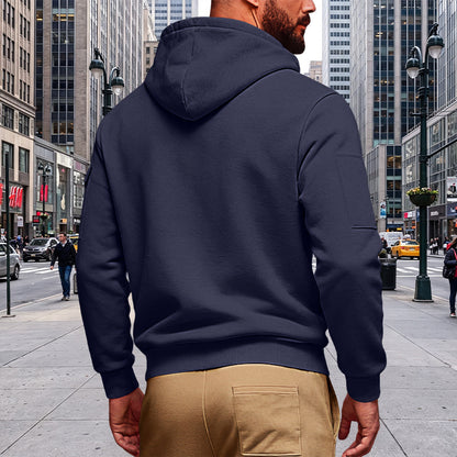 Men's Brushed Fleece Full-Zip Hoodie — Midweight Soft Layer with Zip Pockets