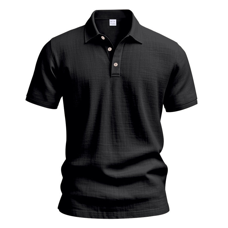Men's Linen Short Sleeve Polo Shirt - Breathable Relaxed Fit for Summer Casual & Commute