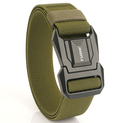 Men's Tactical Belt with Quick-Release Aluminum Buckle, 125cm(49.2")  Length Elastic Nylon Webbing Work & Everyday Belt