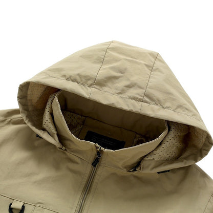 Men's Hooded Cargo Windbreaker – Windproof, Waterproof, Casual Outdoor Jacket