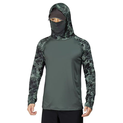 Men's 360° Sun Protection Hooded Face Cover Shirt, UPF 50+ Lightweight Outdoor Performance Hoodie