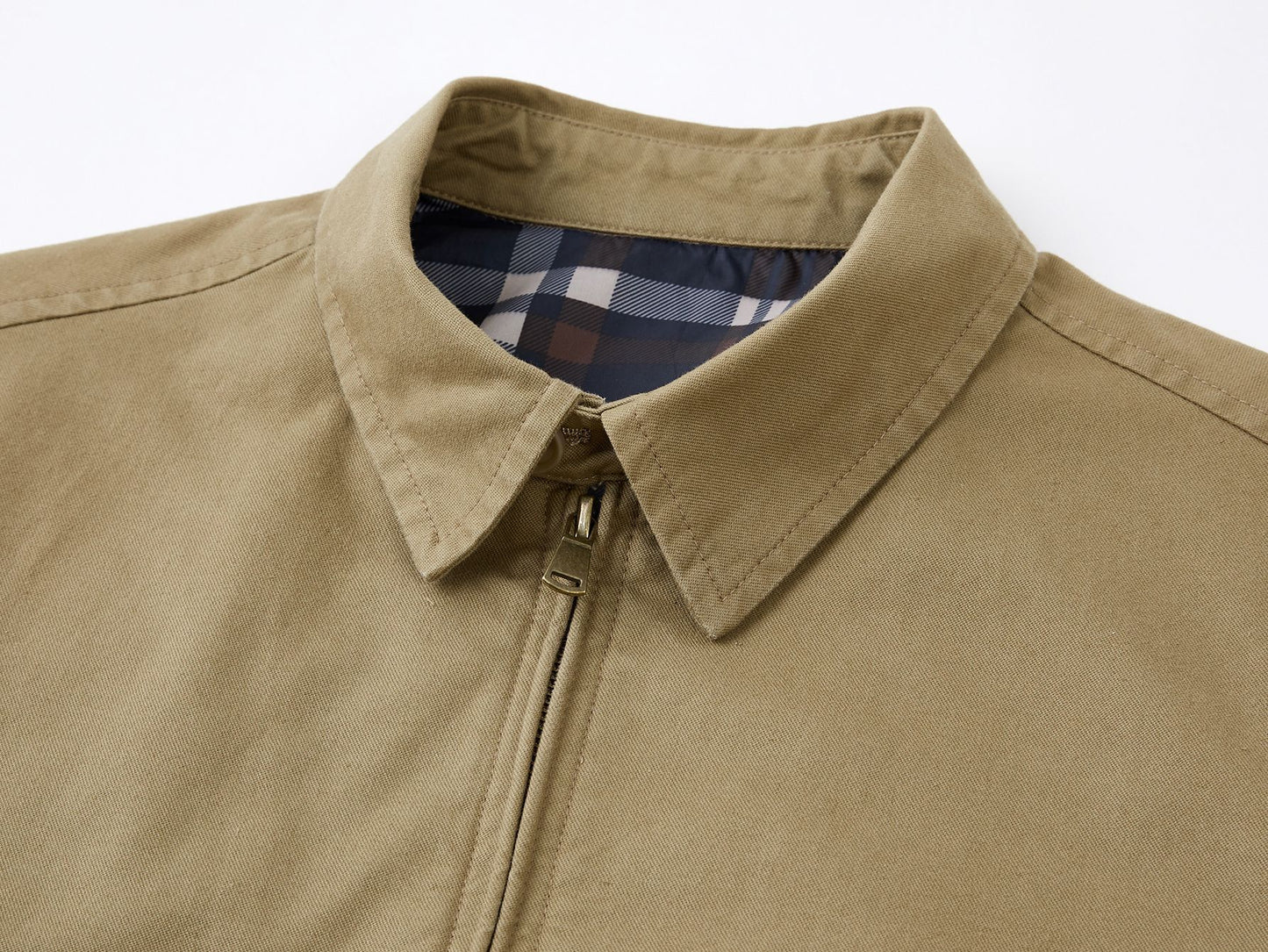 Men's Cotton Utility Jacket Spring & Fall Casual Solid Color Loose Fit Workwear Style Coat with Plaid Lining