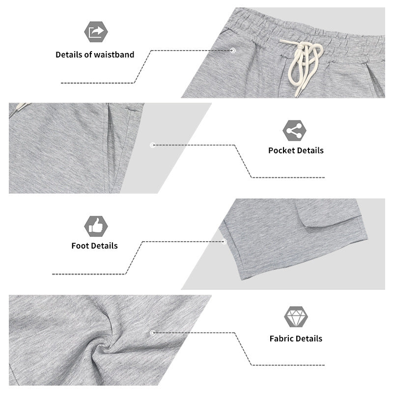 Men's Heavyweight French Terry Cargo Shorts - Knit Drawstring Casual Sweat Shorts with Pockets