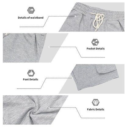 Men's Heavyweight French Terry Cargo Shorts - Knit Drawstring Casual Sweat Shorts with Pockets