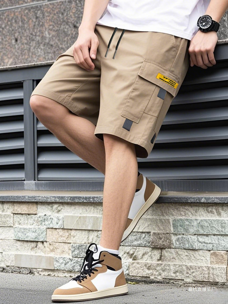 Men's Casual Cargo Shorts, Elastic Waist Drawstring Multi-Pocket Summer Shorts