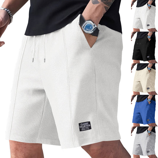 Men's Waffle Knit Casual Drawstring Shorts